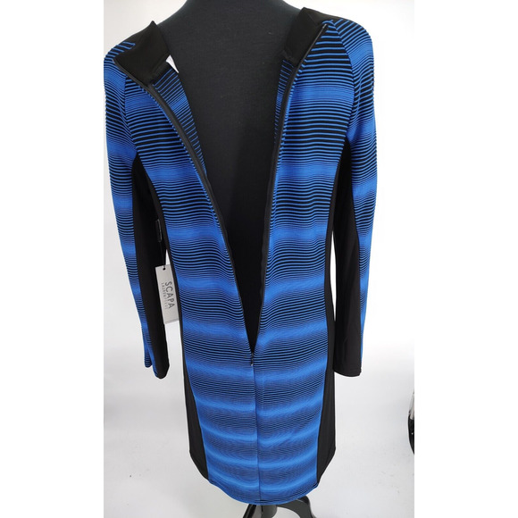 Scapa Lauren Perre Woman's NEW Blue Texture Strip Size M Shift Dress Long Sleeve - Picture 4 of 12